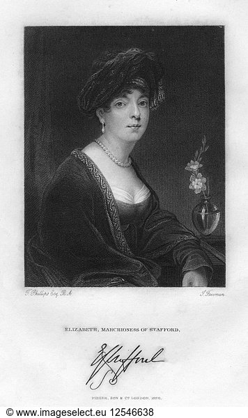 Elizabeth  Marchioness of Stafford  1829. Künstler: Freeman