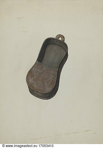 Elmer R. Kottcamp  active ca 1935. Pa. German Shoemaker’s Peg Box  ca 1940. Watercolor and graphite on paper  31.9 × 23.6 cm.
Inv. Nr. 1943.8.3686 
Washington  National Gallery of Art.
