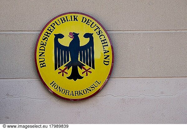 Emailschild von Honorarkonsulat  Deutsches Konsulat  Deutsche Botschaft  Bundesadler