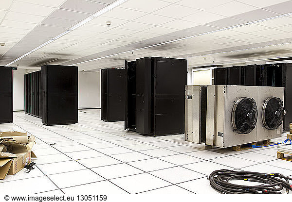 Empty cabinets in server room