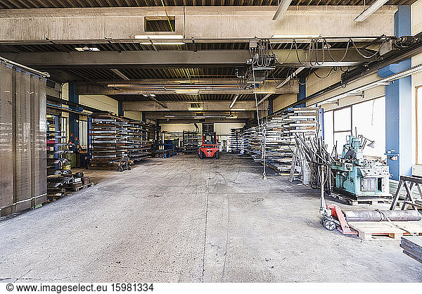 Empty industrial hall in a metalworking factory