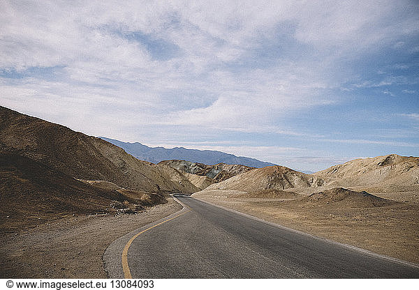 Empty road against sky at Death Valley National Park