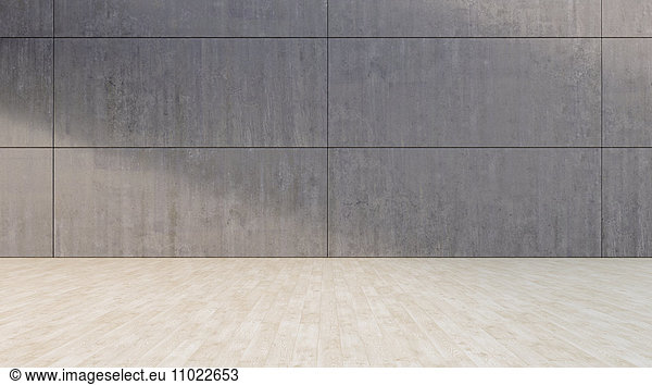 Empty room with concrete wall and wooden floor  3D Rendering