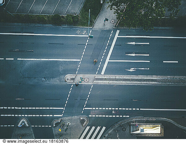 Empty street with markings in city