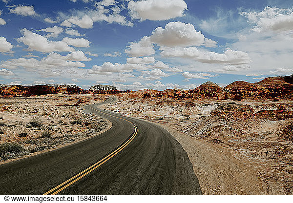 Empty windy desert roads in Utah