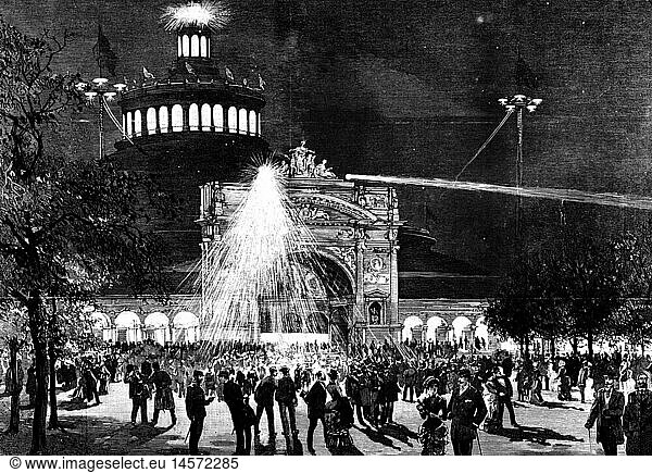 energy  electricity  illumination of the square in front of the Rotunde  International Electricity Exhibition  Vienna  1883