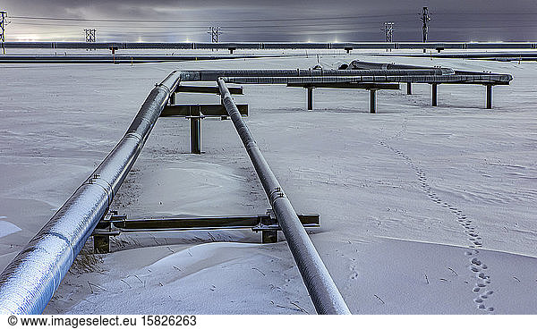 Energy Production on the North Slope of Alaska on a Winter Night