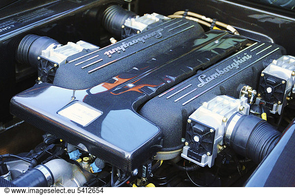 Engine compartment of an IMSA Lamborghini Murcielago GTR