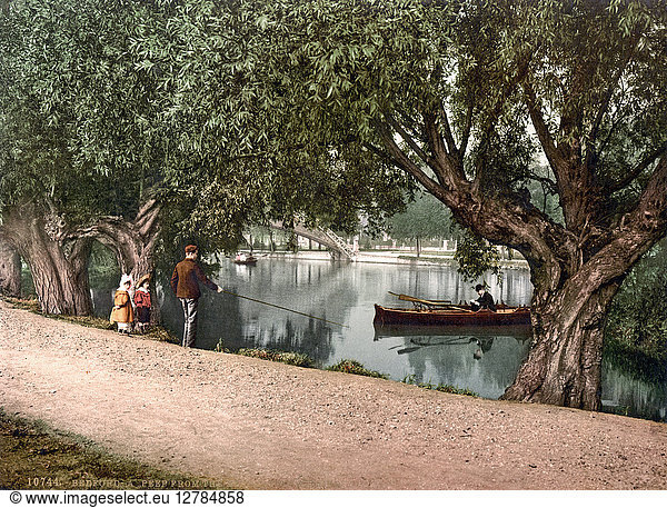 ENGLAND: BEDFORD,  c1895. The River Ouse at the recreation ground in Bedford,  England. Photochrom,  c1895.