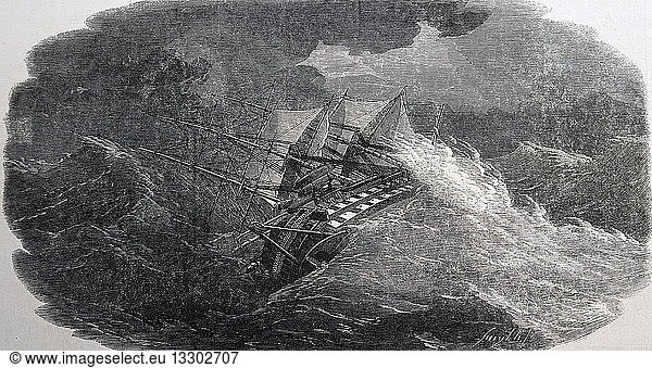 Engraving depicting the 'HMS Agamemnon'