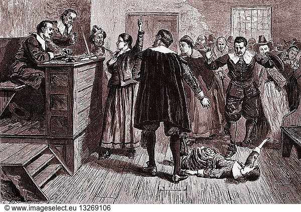 Engraving of a Witchcraft trial