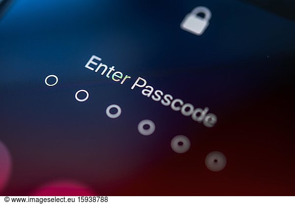 Enter password  password protected  locked iPhone  iOS  smartphone  display  close-up  detail