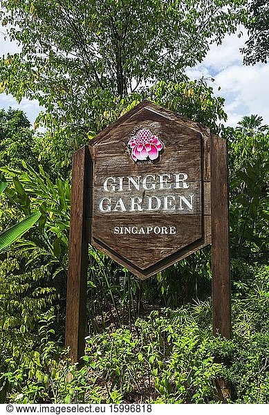 Entrance sign at the Ginger Garden  Singapore Botanic Gardens  Singapore  Republic of Singapore.