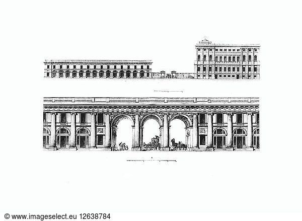 Entwurf des Kabinetts Seiner Kaiserlichen Majestät (Kanzlei) in Petersburg  1802. Künstler: Quarenghi  Giacomo Antonio Domenico (1744-1817)