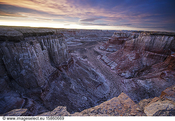 Epic Sunrise Aerial Panorama Above Massive Coal Mine Canyon on N