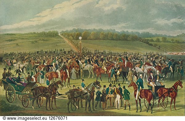 Epsom Races - The Betting Post  1836  (1929). Künstler: Charles Hunt.