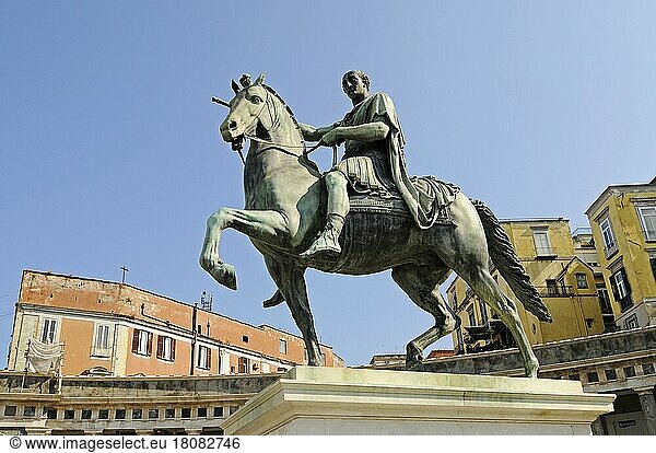 Equestrian Statue of Charles III of Bourbon  Piazza del Plebiscito  Square  Naples  Campania  Italy  Europe