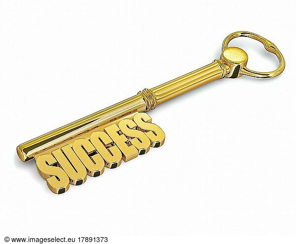 Erfolg Reichtum Wohlstand Konzept  goldenen Schlüssel zum Erfolg von Gold vor weißem Hintergrund gemacht
