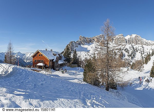 Erfurt Hut with Rotspitz  Rofan  Rofan ski area  Maurach am Achensee  Tyrol  Austria  Europe