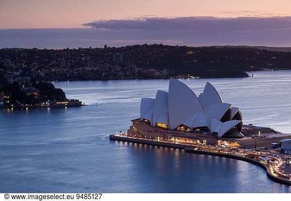 Erhöhte Ansicht Aufsicht Australien Abenddämmerung New South Wales Sydney Sydney Opera House