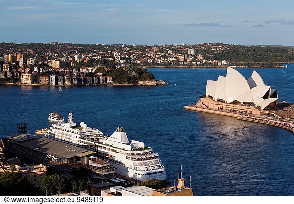 Erhöhte Ansicht Aufsicht Felsbrocken Opernhaus Oper Opern Zimmer Nachmittag Australien New South Wales Sydney