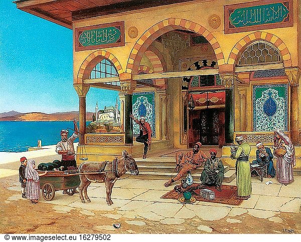 Ernst Rudolf - Außerhalb des Selim T?be Konstantinopel - Norwegische Schule - 19. Jahrhundert.