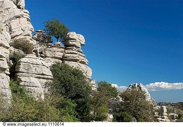 Erosion an Jurassic Kalksteine arbeiten. Dies ist die größte Karstic Landschaft in Europa. Der Ursprung ist dem Meeresboden aus 150 Millionen Jahren. Natürlichen Park von Torcal de Antequera. Antequera. Provinz Málaga. Andalusien. Spanien