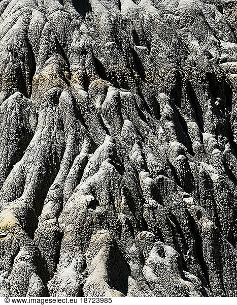 Erosion leaves featured textures in the dirt in North Dakota.