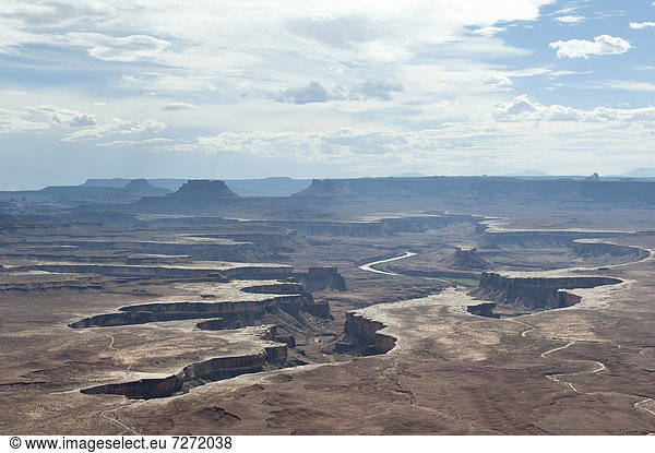Erosionslandschaft Canyons Green River Overlook Canyonlands Nationalpark Utah Westen der USA Vereinigte Staaten von Amerika Nordamerika