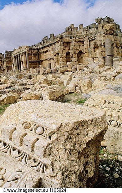 Esplanade des Jupiter-Tempel. Römische Ruinen. Baalbek archäologische Stätte. Bekaa-Ebene. Libanon.