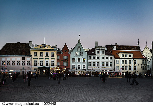 Estland  Tallinn  Marktplatz  Blaue Stunde