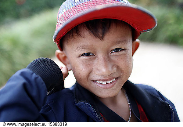 Ethnic minority child. Young boy smiling. Dalat. Vietnam.