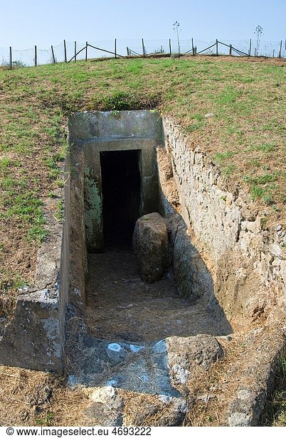 Etruscan Necropolis of Ara del Tufo  Entrance of Tumulus Tomb  Tuscania  Viterbo  Latium  Italy