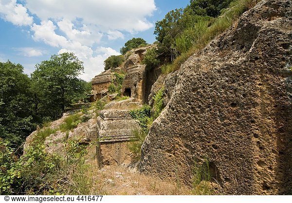Etruscan Necropolis of Norchia IV-II Sec a C   Vetralla  Viterbo Province  Latium  Italy  Europe