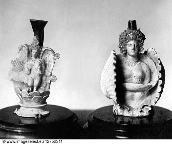 ETRUSCAN VASES. Two Etruscan vases  8th - 5th century B.C. Photograph by Sergei Prokudin-Gorskii  c1910.