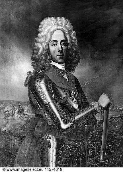 Eugen  18.10.1663 - 21.4.1736  Prinz von Savoyen-Carignan  kaiserl. General  Halbfigur  GemÃ¤lde  GemÃ¤lde von Louis Alexandre Lecert  um 1710  SchloÃŸ Nymphenburg