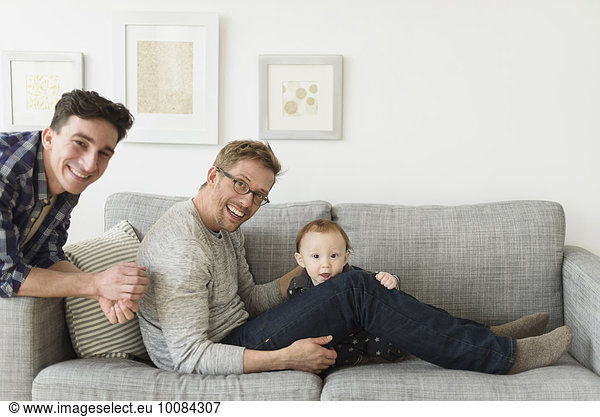 Europäer Entspannung Couch Menschlicher Vater Baby