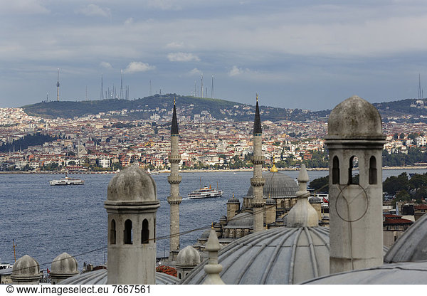 Europa Ansicht Bosporus Istanbul Moschee Türkei