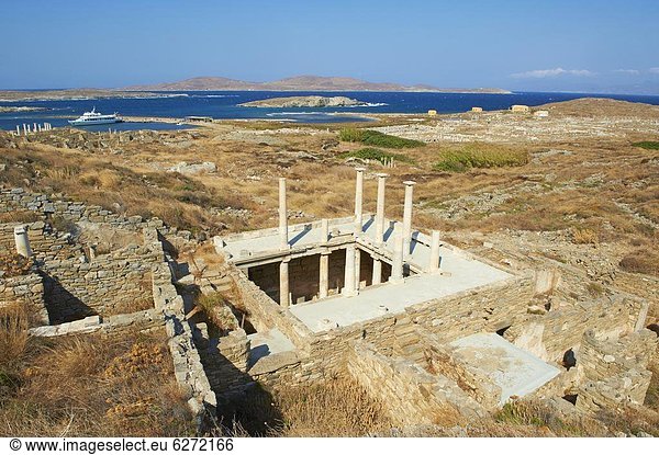 Europa Ausgrabungsstätte UNESCO-Welterbe Kykladen Ägäisches Meer Ägäis Delos Griechenland Griechische Inseln