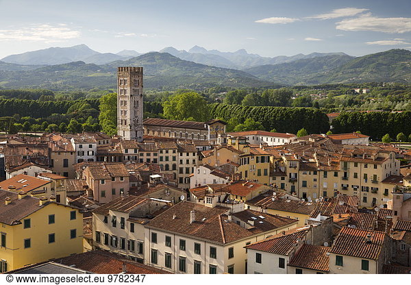 Europa über Großstadt Ansicht Italien Lucca Toskana