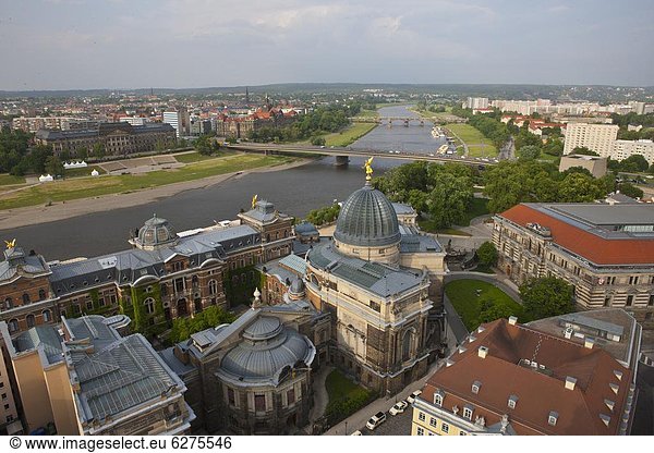 Europa  über  Großstadt  Fluss  Ansicht  Dresden  Deutschland  Sachsen