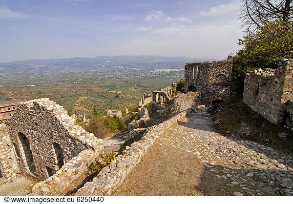 Europa  über  Ruine  Ansicht  UNESCO-Welterbe  Griechenland  Peloponnes
