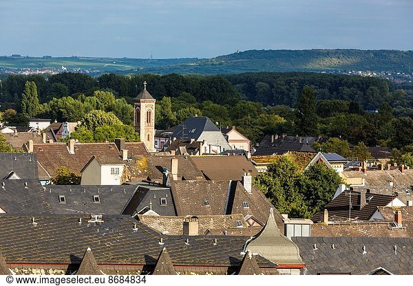 Europa über Stadt Ansicht Sehenswürdigkeit Schlucht Deutschland Hessen Rüdesheim