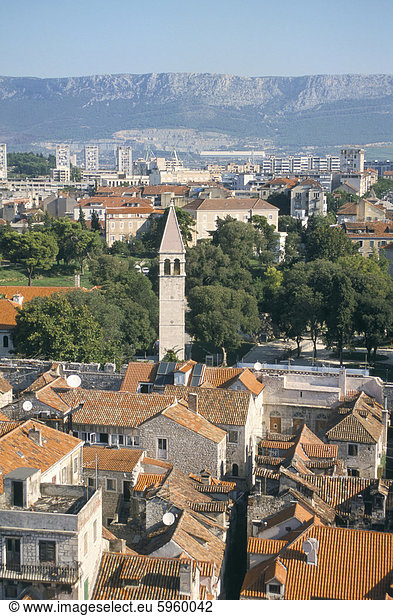 Europa über Stadt Kathedrale Palast Schloß Schlösser Ansicht Trennung Zimmer Kirchturm Kroatien Dalmatien alt