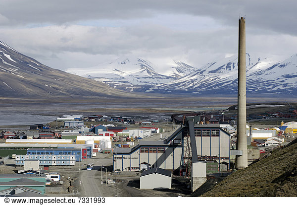 Europa Berg Industrie Tal Großstadt Norwegen Zimmer Spitzbergen Kohlekraftwerk Hintergrundbild Longyearbyen Svalbard