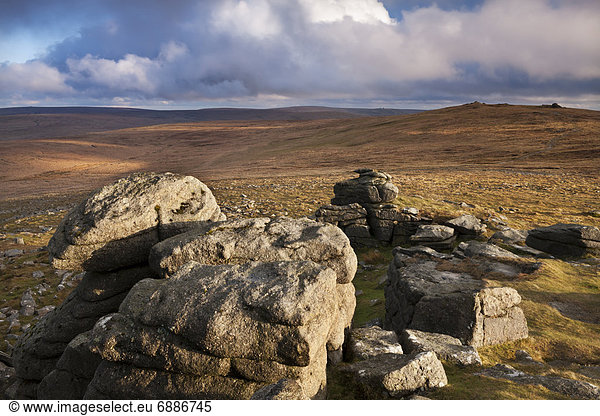 Europa Berggipfel Gipfel Spitze Spitzen Großbritannien Devon England
