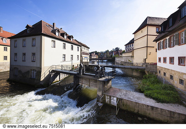 Europa Fluss Ansicht Bamberg Bayern Franken Deutschland