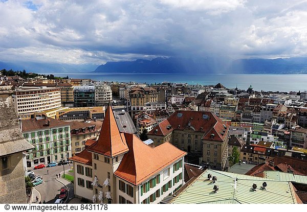 Europa Kathedrale Draufsicht Lausanne Schweiz Kanton Waadt