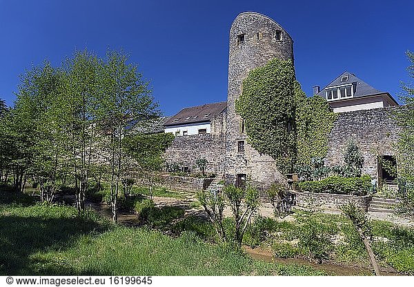 Europa  Luxemburg  Echternach  Ruinen der alten Stadtmauer von der Rue des Benedictins aus.