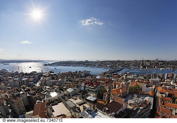 Europa Rückansicht Brücke Ansicht Bosporus Türkei Ortsteil Goldenes Horn Istanbul